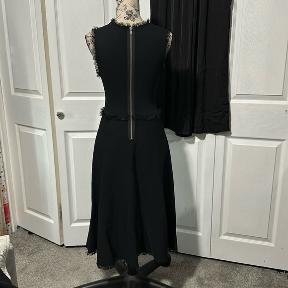 A.L.C Black A-Line Crew Neck Fringe Trim Sleeveless Black Midi Dr… - Picture 3 of 14